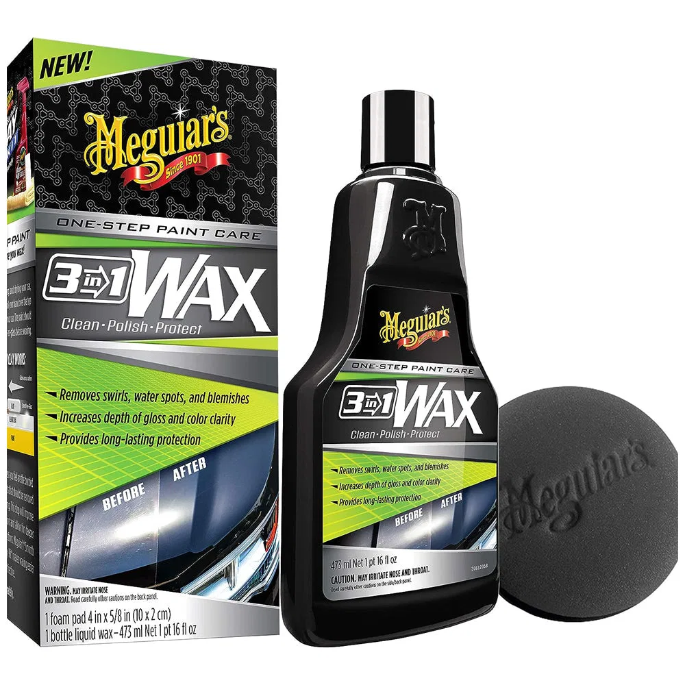 G191016 – MEGUIARS WAX Car Wax, Blend Of Synthetic Polymers And Carnauba 16 Ounce Bottle With Foam Applicator Pad Sin...